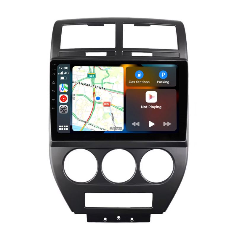 10 inch Touchscreen Android 13 Qualcomm Car Radio Apple Carplay Android Auto Mirrorlink GPS Navigation For 2007-2009 Jeep Compass