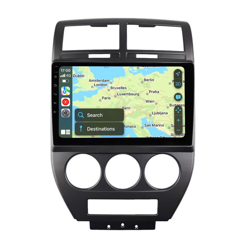 10 inch Touchscreen Android 13 Qualcomm Car Radio Apple Carplay Android Auto Mirrorlink GPS Navigation For 2007-2009 Jeep Compass